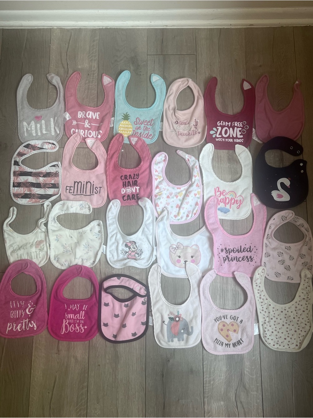 Assorted Pink Baby Bib Set - Feminine & Playful Designs